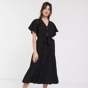Whistles frill sleeve button front midi dress